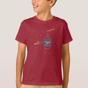 T-shirt Oiseau libre Cage à oiseaux   Art folklorique Main