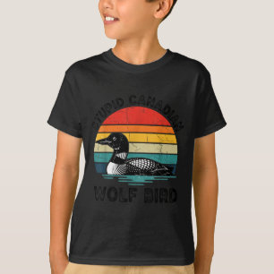 T-shirt Oiseau loup canadien Loon Rétro Coucher de soleil 
