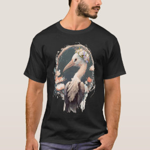 T-shirt Oiseau mignon Fleur Couronne Oiseaux floraux