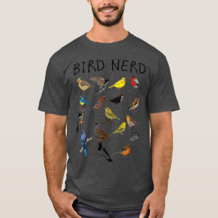 T-shirt Oiseau Nerd Différents types d'oiseau mignonne Cad