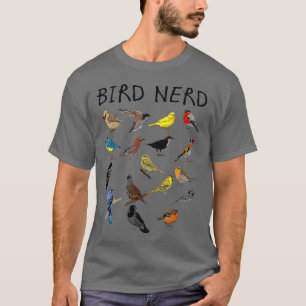 T-shirt 'Oiseau Nerd Différents Types d'Oiseaux' Cadeau mi