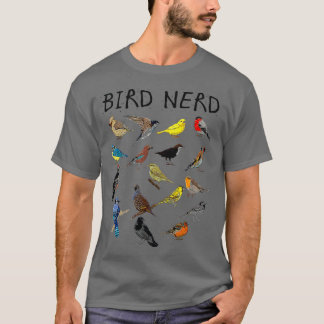 T-shirt 'Oiseau Nerd Différents Types d'Oiseaux' Cadeau mi