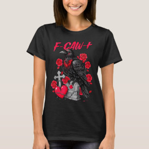 T-shirt Oiseau noir drôle F-caw-f Anti Saint-Valentin Céli