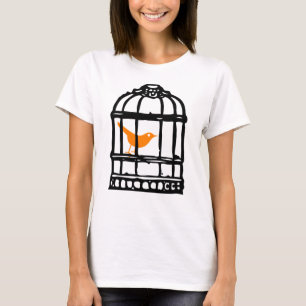 T-shirt Oiseau orange personnalisable en cage, cage d'oise