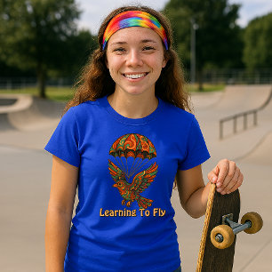 T-shirt Oiseau psychédélique rétro et parachute