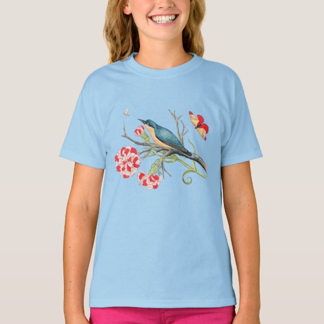 T-shirt Oiseau sur une branche d'arbre (Devant)