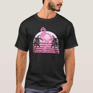 T-shirt Oiseau tropical 90s Palmiers à vagues de vapeur Fl