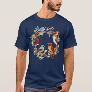 T-shirt Oiseau Watchingenessee Fleur Wreath Bird Oiseau f