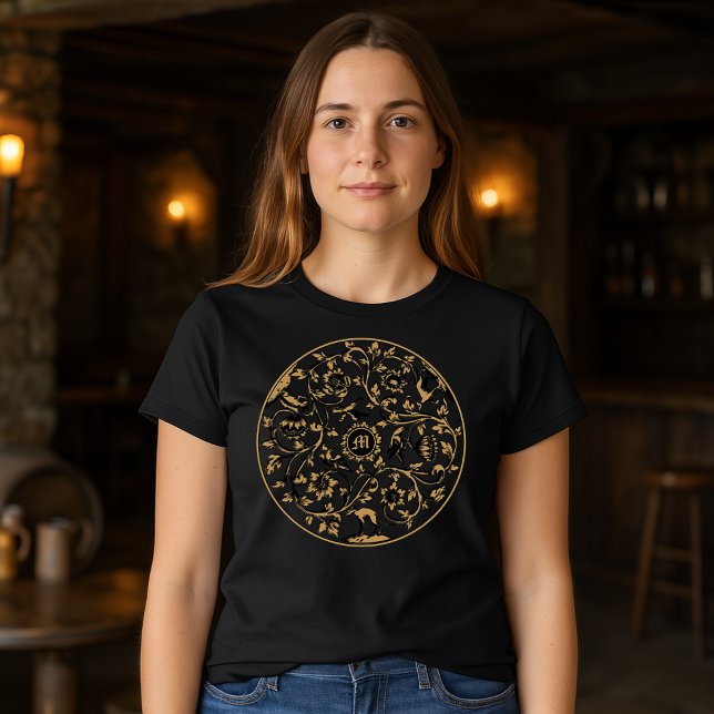 T-shirt Oiseaux baroques Rococo Animaux Monogrammes florau (Créateur téléchargé)