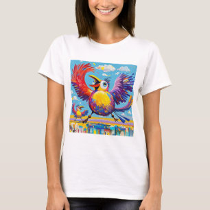 T-shirt Oiseaux coloré art abstrait gras géant mignon drôl