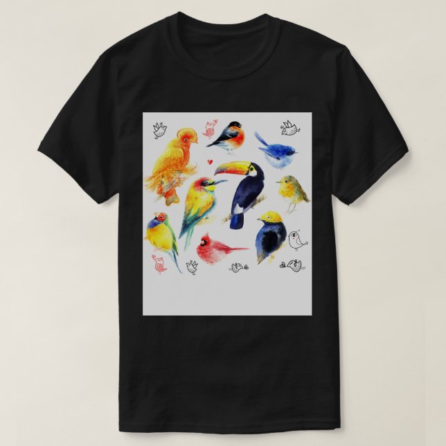 T-shirt Oiseaux couleur eau (Design devant)