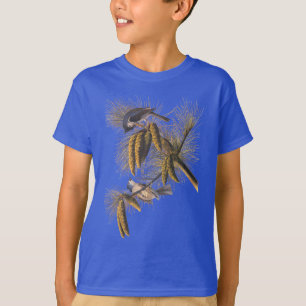 T-shirt Oiseaux crêtés d'Audubon de mésange avec Pinecones