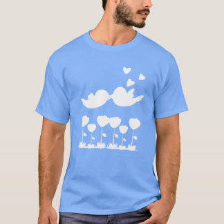 T-shirt oiseaux d'amour animaux nature fleurs famille
