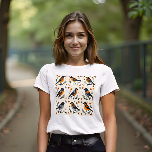T-shirt Oiseaux d'art populaire - 3x3 Oiseaux d'amour