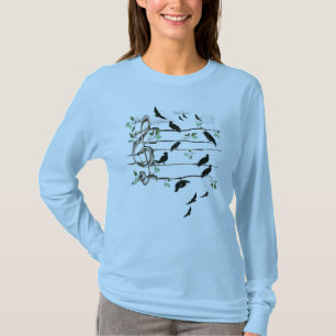 T-shirt Oiseaux de note musicale - noir