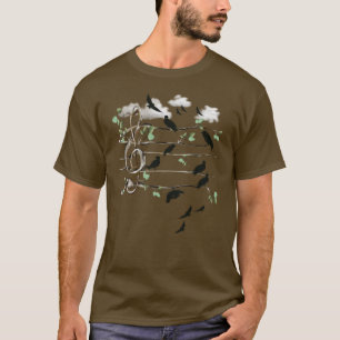 T-shirt Oiseaux de note musicale - noir