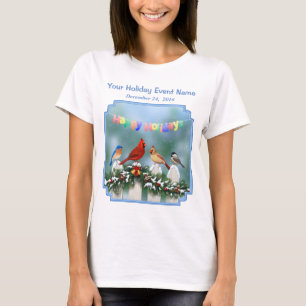 T-shirt Oiseaux de vacances et Garland de Noël