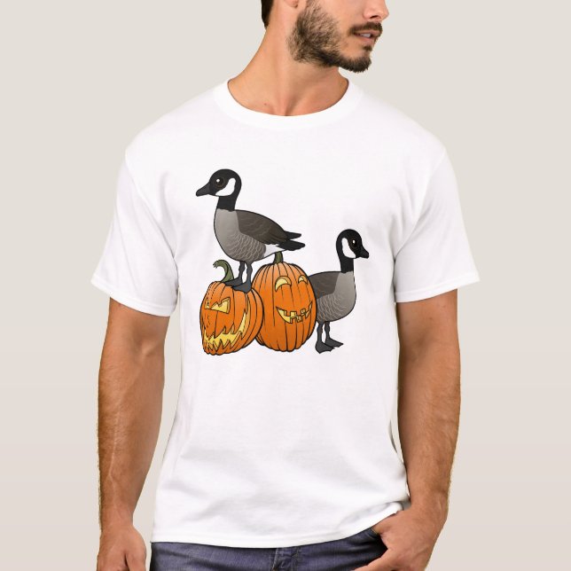 T-shirt Oiseaux d'Halloween du Canada avec Jack-o-lanterne (Devant)