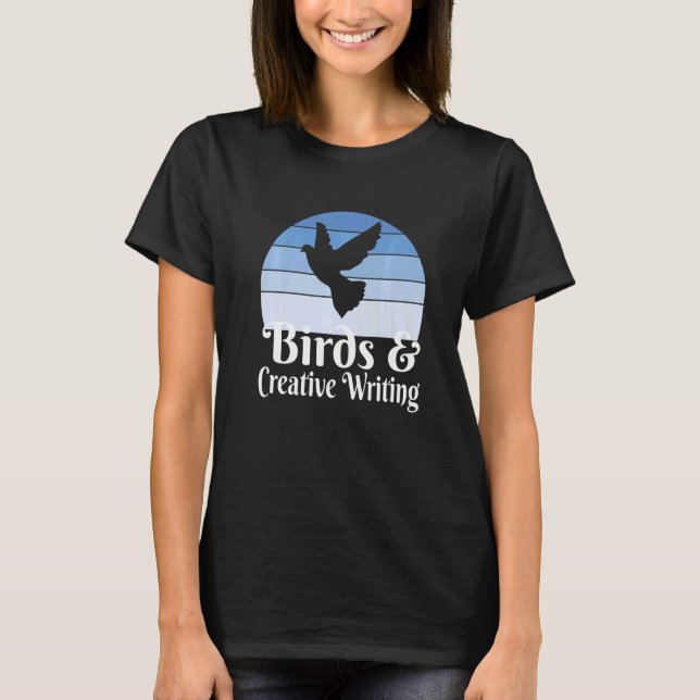 T-shirt Oiseaux Et Écriture Créative (Devant)