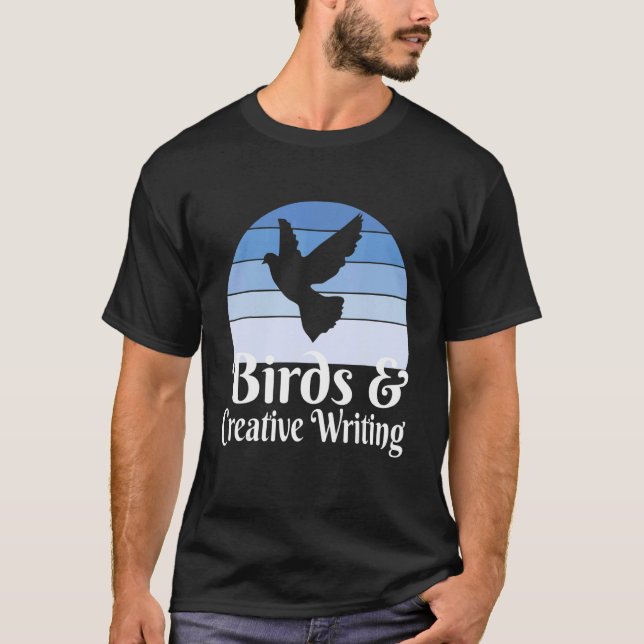 T-shirt Oiseaux Et Écriture Créative (Devant)