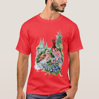 T-shirt Oiseaux et fleurs de l'état de l'Alaska