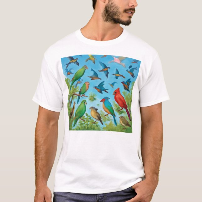 T-shirt Oiseaux géométriques - Liberté en vol (Devant)