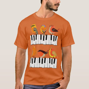T-shirt Oiseaux Musique Orchestre Amoureux Cadeau Piano