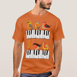 T-shirt Oiseaux Musique Orchestre Amoureux Cadeau Piano