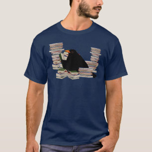 T-shirt Oiseaux noirs et livres Lecture Oiseau Observation