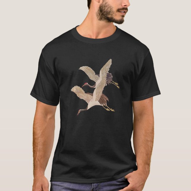 T-shirt Oiseaux observer la grue blanche des neiges oiseau (Devant)
