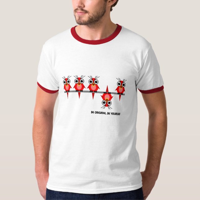T-shirt oiseaux rouges mignons (Devant)