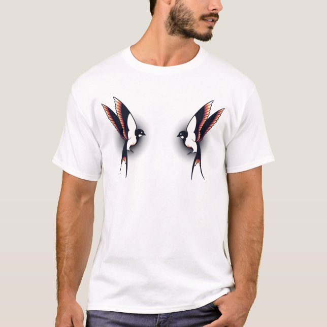 T-shirt Oiseaux style traditionnel old-school tattoo (Devant)