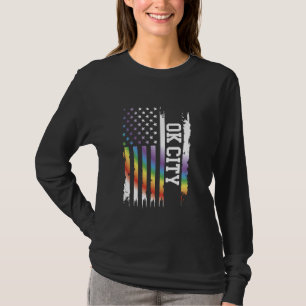T-shirt Ok City États-Unis Arc-en-ciel déprimé avec drapea