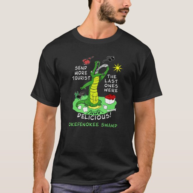 T-shirt Okefenokee Swamp Alligator Envoyer Plus De Souv To (Devant)