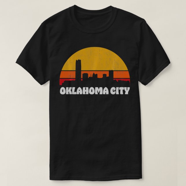 T-shirt Oklahoma City Retro Sunset Skyline Oklahoma City (Design devant)
