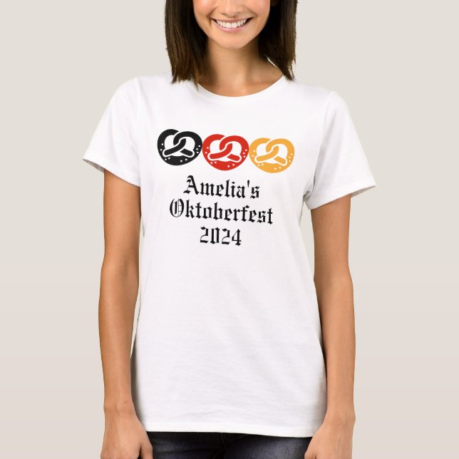 T-shirt Oktoberfest cadeaux personnalisés Pretzels (Devant)