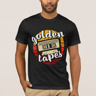 T-shirt old cassette golden tapes old music retro style