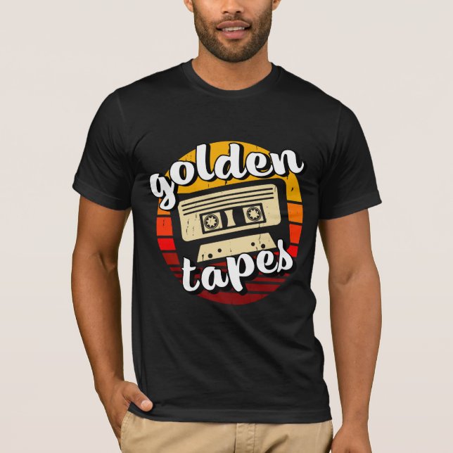 T-shirt old cassette golden tapes old music retro style (Devant)