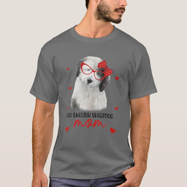 T-shirt Old English Sheepdog Mama Chien Bandana Amoureux d (Devant)