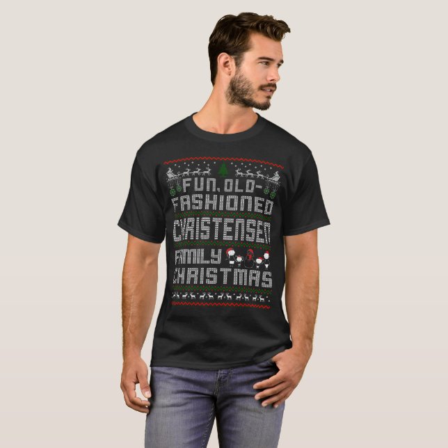 T-shirt Old-fashioned d'amusement, Noël de famille de (Devant entier)