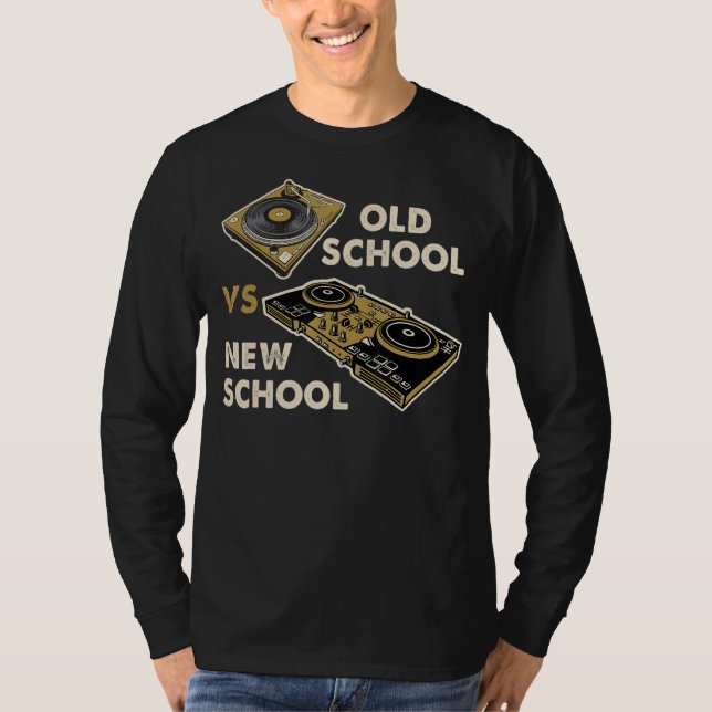 T-shirt Old School Vs New School Dj Tourne-disque Disco El (Devant)
