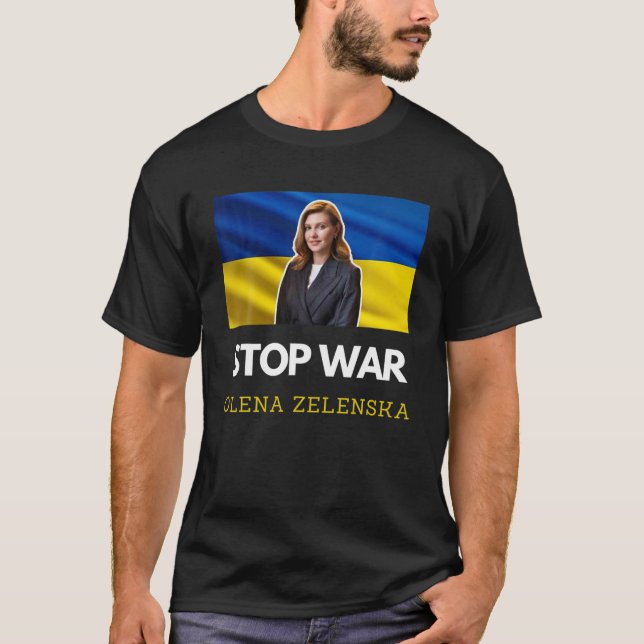 T-shirt Olena Zelenska Zelenskyy Zelensky Ukraine Drapeau  (Devant)