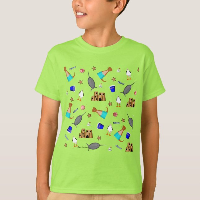 T-shirt Oliver Le Motif de vacances de la plage d'été Otte (Devant)