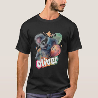 T-shirt Oliver - Nom Du Petit Garçon Avec Cute Koala