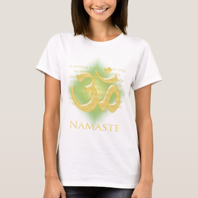 T-shirt Om en Vert & Or - Namaste (Devant)