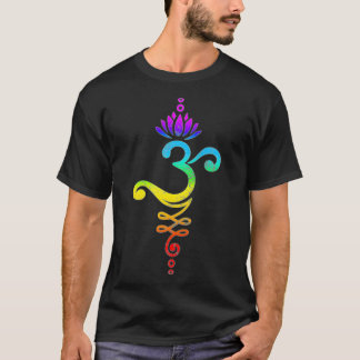 T-shirt Om Mantra, yoga, symbole, fleur de lotus, arc-en-c