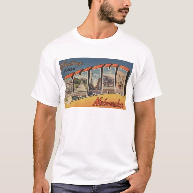 T-shirt Omaha, lettre ScenesOmaha, Ne de NebraskaLarge (Devant)