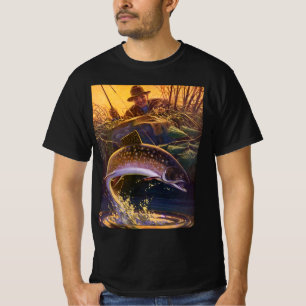 T-shirt Omble de fontaine pêcheur de poissons, pêche sport