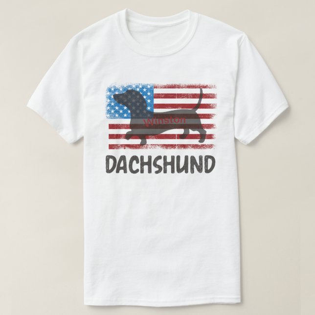 T-shirt Ombre de Dachshund patriotique (Design devant)