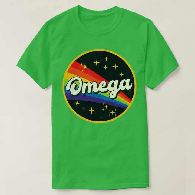 T-shirt Omega Arc-En-Ciel Dans L'Espace Style Vintage (Design devant)